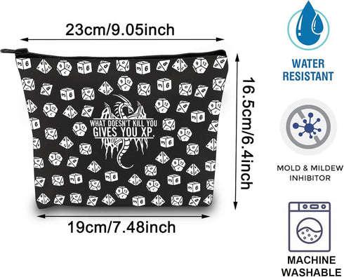 D&Dragons Inspired Gift DM Games Makeup Bag DND Gift Funny D&D Game Zipper Pouch Role Playing Games Gift Family Game Night Zipper Bag Dice Bag (Gi...