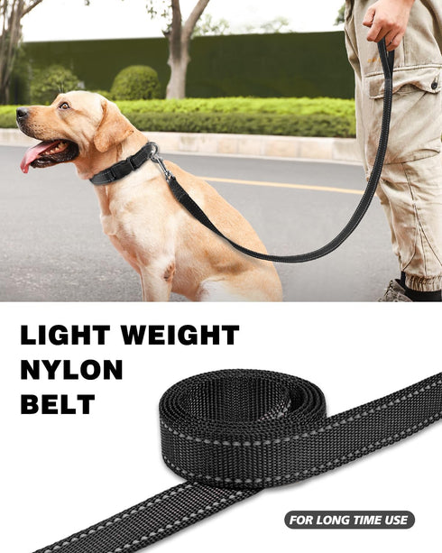 6ft Dog Leash for Small Medium Large Dogs | One-Sided Reflective Nylon | Padded Handle | 3/4 inch Wide | Black...