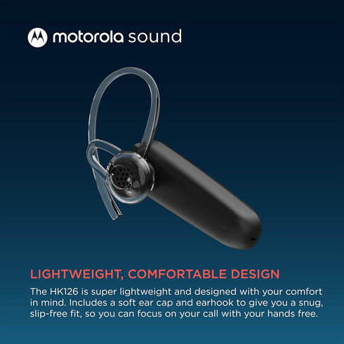 Motorola Sound HK126 Bluetooth Earpiece - in-Ear Wireless Mono Bluetooth Headset with 8-Hour Talk Time, Voice Assistant Compatible, Connects to 2 ...