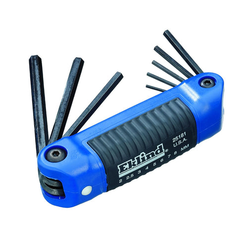 Eklind Tool 25181 Ergo-Fold Fold-up Hex Key allen wrench - 8pc set Metric MM sizes 2-8...