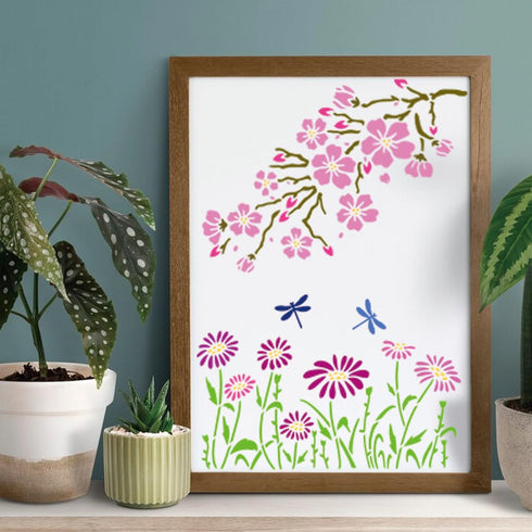Wildflower Stencils for Painting on Wood, Vine Cherry Blossom Bird Tree Leaf Stencils for Crafts Reusable Wood Burning Drawing Art Paint Stencils ...