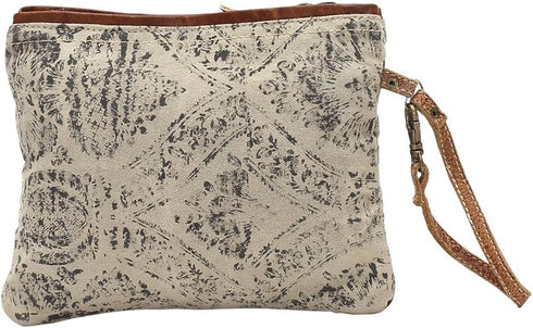Myra Bag Floral Upcycled Canvas Wristlet Bag S-1019, Brown, Small...