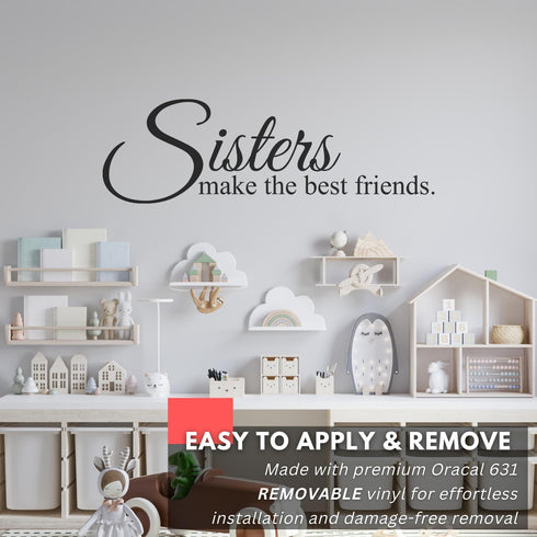 My Vinyl Story - Sisters Make The Best Friends - Large Inspirational Wall Decals for Bedroom Family Nursery Home Decal Quote Word Sayings Sticker ...