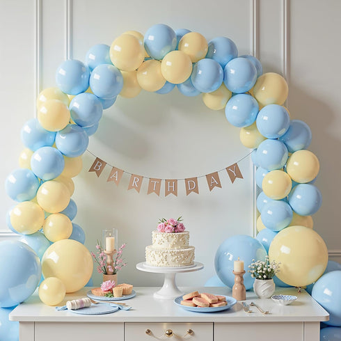 Pastel Balloon Garland Arch Kit with 100 pcs Blue and Yellow Balloons, DIY Balloon Bouquet Kit for Baby Shower, Wedding Bachelorette Birthday Part...