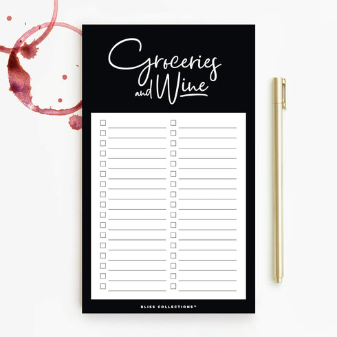 Bliss Collections To Do List Notepad, Groceries and Wine, Magnetic Weekly and Daily Planner for Organizing and Tracking Grocery Lists, Appointment...