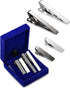 LOYALLOOK 2-4pcs Mens Tie Bar Pinch Clip Set for Regular Ties And Skinny Tie with Gift Box Silver Black Tone Pack 1.5-2.15Inches...