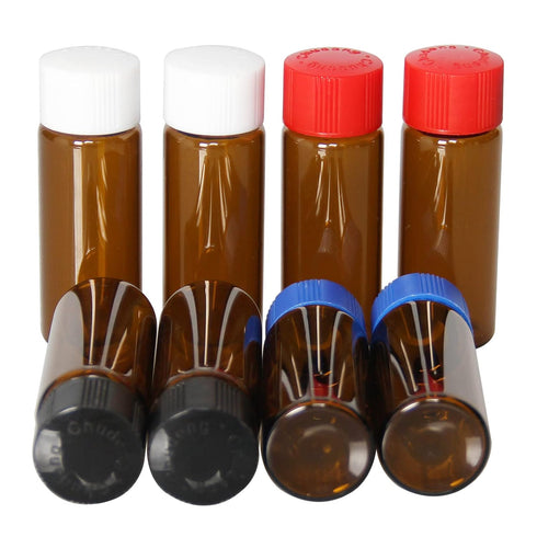 8 Pcs 20ml Glass Vials with Screw Caps, 4 Colors Caps, Amber Glass Vials, Leak-Proof Glass Bottle...