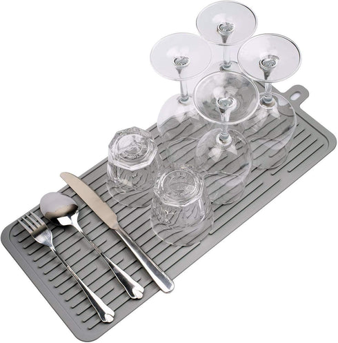 Dish Mat Silicone Dish Drying Mats Works For Drying Stemware Cocktail Glasses Silverware Pots Pans Knives and Dish Rack for Kitchen Counter Sink B...