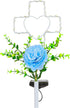 16 Inch Solar Cross Garden Stake Lights with 1 Artificial Flower Metal Garden Art for Patio Lawn Garden Decor Solar Outdoor love Sign for Gravesit...