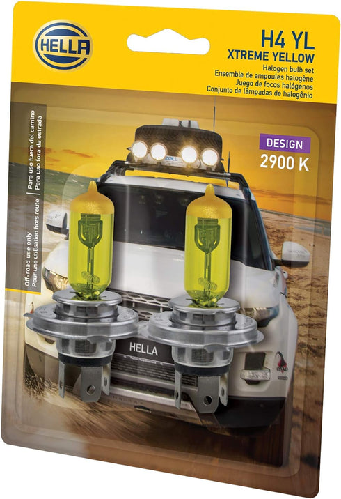HELLA H4 YL Xtreme Yellow Bulb (12V 60/55W), 2 Pack...