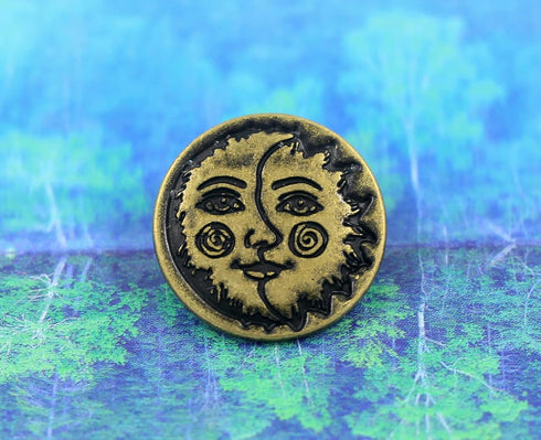 Bezelry 12 Pieces Sun Moon Face Symbol Metal Shank Buttons. 20mm (3/4 inch) (Antique Brass)...