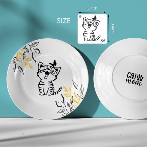 65pcs Reusable Cat Stencils for Painting on Wood,Cat Theme Painting Perfect for DIY Crafts, Scrapbooks, and Home Supplies...