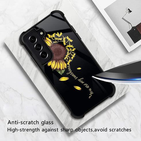 Compatible with Samsung Galaxy S22 Case,Yellow Dragonfly Sunflower Amazing Pattern Design Shockproof Anti-Scratch Hard PC Back Case for Samsung Ga...
