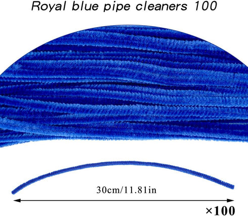100 Pieces Pipe Cleaners Chenille Stem, Blue Pipe Cleaners Set for DIY Arts Crafts Decorations, Chenille Stems (Blue)...