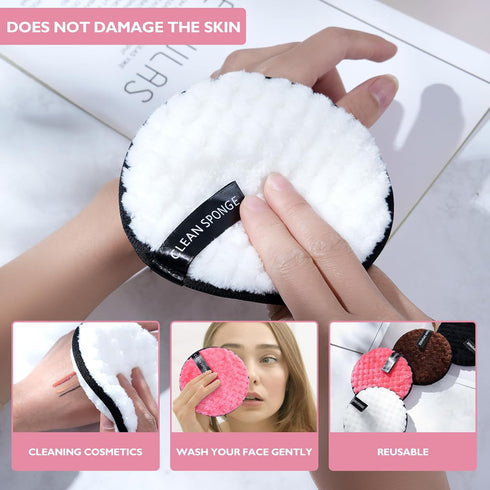 4pcs Reusable Makeup Remover Cotton Pineapple Lattice Round Water Cleanser Super Soft and Eco-Friendly...