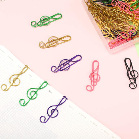 Outus 200 Pcs Music Paper Clips 6 Colors Metal Musical Notes Paper Clips Treble Clef Paper Clips Funny Music Teacher Gifts for Desk Bookmark Offic...