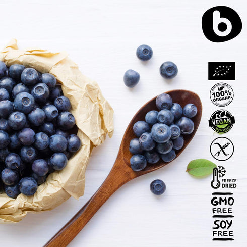 Organic Wild Blueberry Powder, Bilberry Powder - from Freeze Dried Blueberries, Frozen Blueberries - High in Anthocyanins & Polyphenols - for Smoo...
