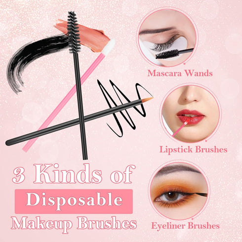 Disposable Makeup Applicators Kit with Triangle Puff Mixing Palette, Artist Supplies Disposable Mascara Wands, Lip Brushes, Hair Clips Powder Puff...