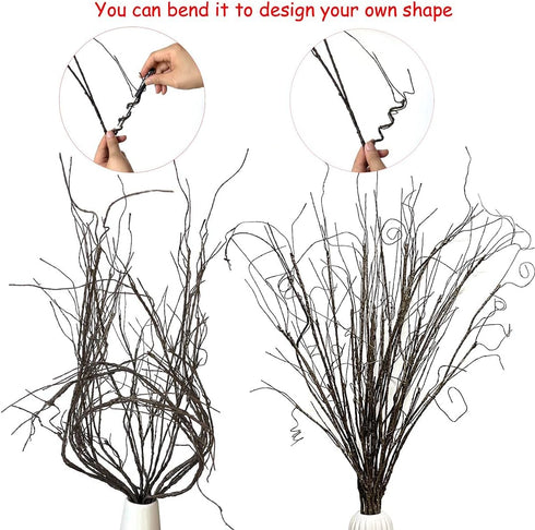 Pursuestar 5Pcs 29.5" Lifelike Dry Willow Branches Bendable Iron Wires Artificial Floral Flower Stub Stem DIY Craft Wedding Home Room Office Hotel...