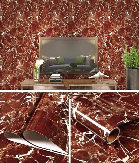 Amhao Marble Self Adhesive Paper 15.7inch x79inch Granite Look Effect Gloss Vinyl Film Wallpaper Kitchen Countertop...