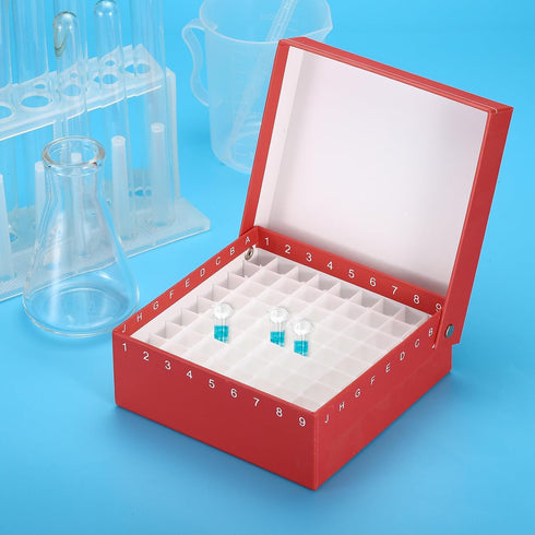 PATIKIL Cardboard Freezer Box, 2Pcs 81 Places Tube Rack Water Ice Resistant Plastic Partitions for 1.5/1.8/2.0ml Micro Centrifuge Tubes Tubes, Ora...