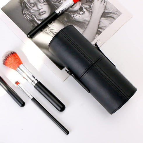 Yoseng Makeup Brush Holder with Lid,6.9" x 2.6" Organizer Travel Brushes Case Bag Cup Storage Display (Black)...