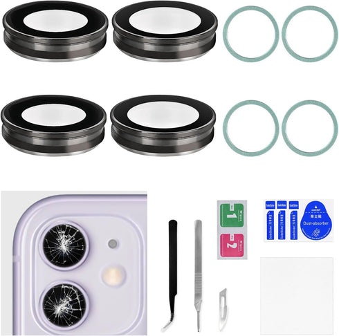 2 Sets for iPhone 11 Green Back Camera Lens Cover Replacement with Dual-Sided Adhesive Rear Camera Lens Protector Metal Frame with Fix Tool Repair...