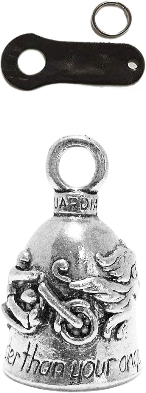 Guardian Bell Guardian Angel Motorcycle Bell Bike Accessory with Black Bell Hanger - Never Ride Faster than Your Angel can Fly...