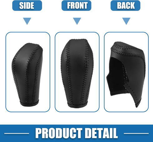 Gear Shift Head Knob Cover Transmission Lever Trim for BMW E60 2005-2008 Faux Leather Black...