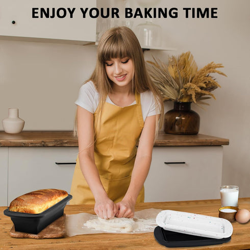 Silicone Bread Loaf Pan with Metal Reinforced Frame, Bread Pans for Homemade Bread, Foldable Loaf Pans, Non-Stick Silicone Baking Pans for Oven, S...