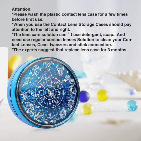 Contact Lens Case, Bling Constellations Contact Cases with Tweezers Remover Tool Mirror Solution Bottle Portable Contact Lenses Storage Container ...