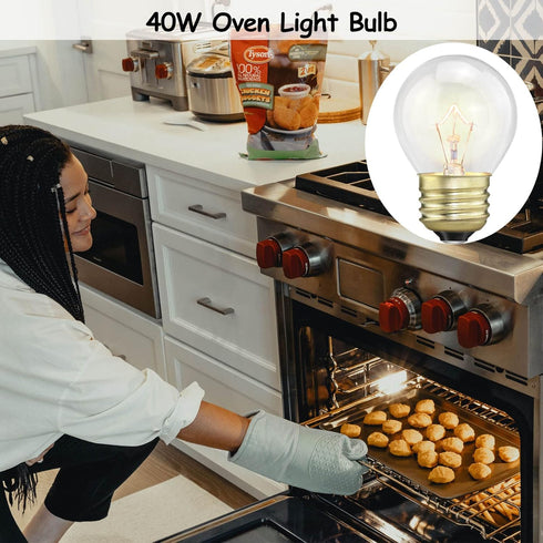 Oven Light Bulb 40 Watt, G45 Clear - High Temp 120V 415 Lumens E26 Standard Base, Appliance Light Bulb for Stove Refrigerator Microwave 4-Pack...