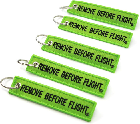 Remove Before Flight Keychain - Lime Green - 5pcs...