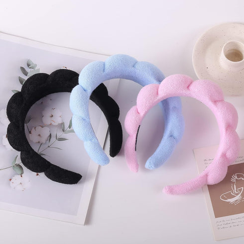 3Pcs Spa Headbands for Washing Face Makeup Headband Skincare Headbands for Women Girls Terry Cloth Sponge Head Band for Face Wash Make Up Skin Car...