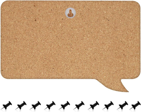 Navaris Cork Bulletin Board Set - 3X Pieces Cork Boards in Cute Decorative Speech and Thought Bubble Shapes with Push Pins for Kitchen, Home, Offi...