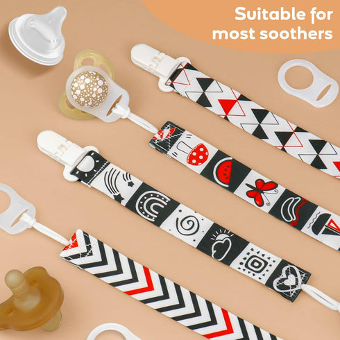 Boho Pacifier Clips for Girls, 4 Pack Pacifier Strap with Adapters for Girls, Pacifier Holder Binky Clips, Baby Girl Newborn Essentials for Baby T...