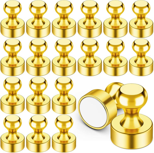 VNDUEEY 20 Pcs Refrigerator Magnets, Gold Metal Push Pin Magnets, Small Strong Magnets for Whiteboard, Fridge Magnets, Office Magnets, Classroom M...