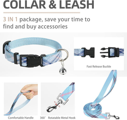 PUPTECK Adjustable Dog Harness Collar and Leash Set Step in No Pull Pet Harness for Small Medium Dogs Puppy and Cats Outdoor Walking Running, Soft...