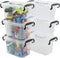 Idotry 6-Pack Mini Plastic Storage Latch Box, 1.5 L Clear Plastic Mini Latch Box...