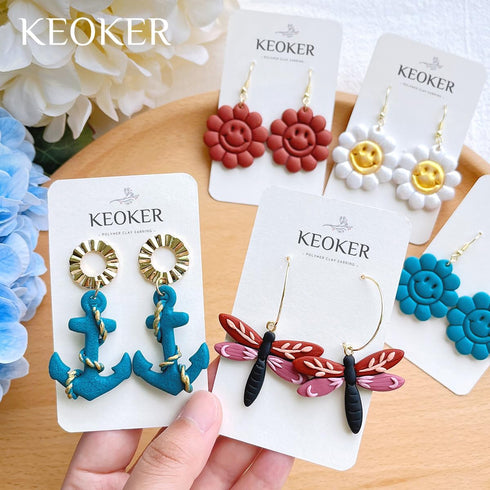 Keoker Polymer Clay Cutters, Summer Clay Cutters, Polymer Clay Cutters for Earrings Jewelry Making, 12 Shapes Flower Clay Earrings Cutters...