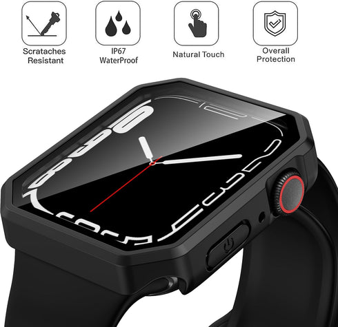 Rugged Case Compatible with Apple Watch Series SE 6 5 4 40mm with Tempered Glass Screen Protector, Rhombus-shaped Hard PC Bumper Protective Cover ...