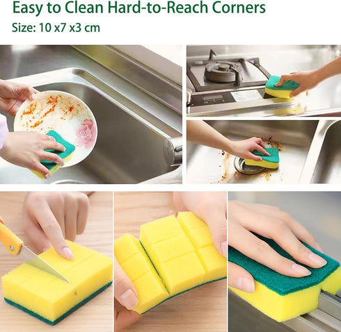Scrub Sponges Kitchen 32 Count, Non-Scratch Scrub Dish Sponges, Heavy Duty Scrub Sponges for Cleaning, Effortlessly Clean your Stovetop, Sinks, St...