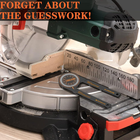 Aluminum Miter Saw Protractor - 7” Miter Saw Protractor with Precision Laser Scales for Crown Molding - Rust Proof Woodworking Cutting Guide Tool ...