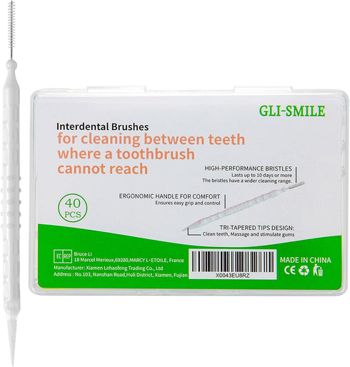 Toothpicks Interdental Brushes Picks,Double-Ended Soft Bristle Dental Floss Picks Brushpicks Teeth Cleaning Tool Portable Oral Care Tooth Picks 40...