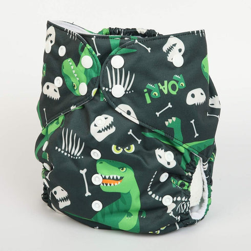 2 to 7 Years Old Junior Big Cloth Diaper Pocket Reusable Washable Baby Toddler (Green Dinosaurs)...