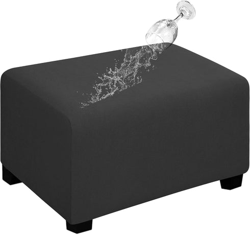 Easy-Going 100% Dual Waterproof Stretch Ottoman Cover Rectangle Folding Storage Stool Furniture Protector Soft Slipcover for Living Room with Elas...