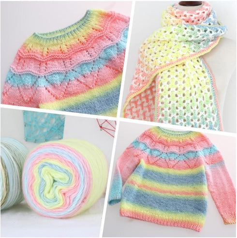 Gradient Cake Yarn Multicolor Fairyland Rainbow Yarn, 2-Pack 60% Cotton 30% Acrylic 10% Wool,Multicolor Crochet Knitting Yarns (53)...