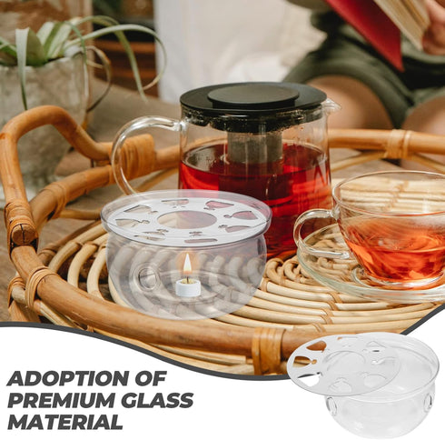 UPKOCH Glass Teapot Warmer Clear High Borosilicate Glass Tea Trivet Teapot Tea Kettle Heating Base Coffee Milk Warmer Tealight Candle Holder for H...