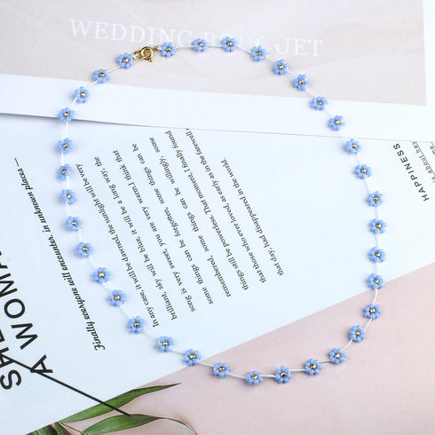KELITCH Women Flower Bead Necklaces Hand Woven Choker Necklaces Bohemian Beach Jewelry...