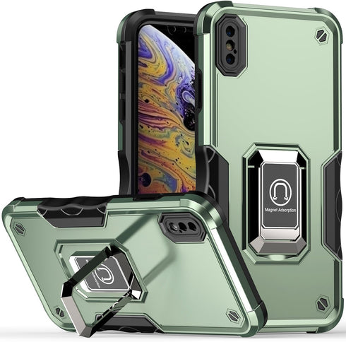 Case for iPhone Xs Max Case Kickstand Holder Built-in Magnetic Car Mount Shockproof Camera Protective Case for iPhone Xs Max Phone Case (Green)......